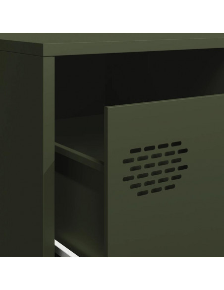 Mobile TV Verde Oliva 202x39x43,5 cm Acciaio Laminato a Freddo