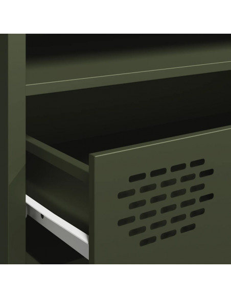 Mobile TV Verde Oliva 202x39x43,5 cm Acciaio Laminato a Freddo