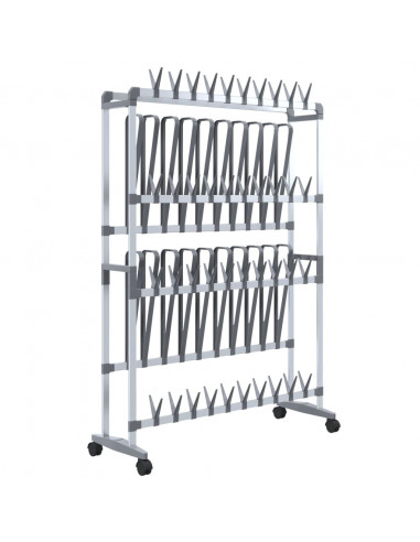 Scarpiera con Ruote Argento 89x27x120 cm