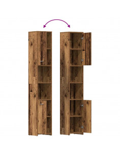 Set Mobili da Bagno 3 pz Legno Antico in Legno Multistrato 2