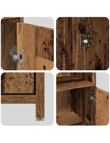 Set Mobili da Bagno 3 pz Legno Antico in Legno Multistrato