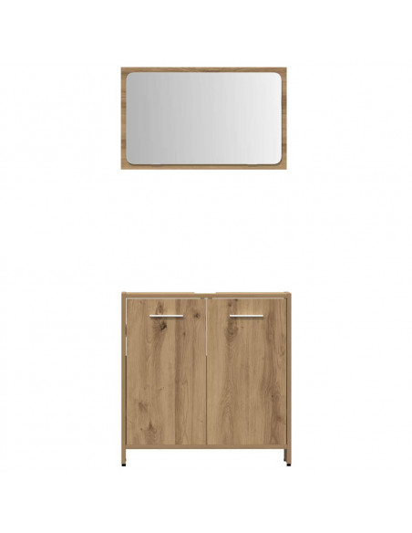 Set Mobili da Bagno 3 pz Rovere Artigianale Legno Multistrato