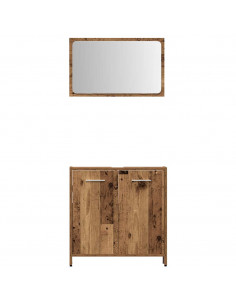 Set Mobili da Bagno 4 pz Legno Antico in Legno Multistrato 2