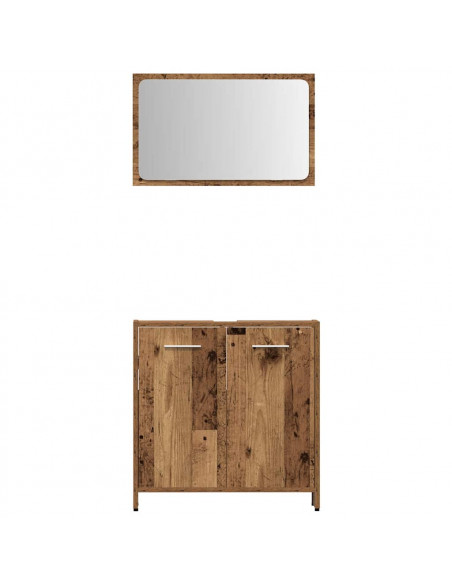 Set Mobili da Bagno 4 pz Legno Antico in Legno Multistrato