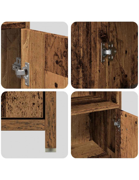 Set Mobili da Bagno 4 pz Legno Antico in Legno Multistrato