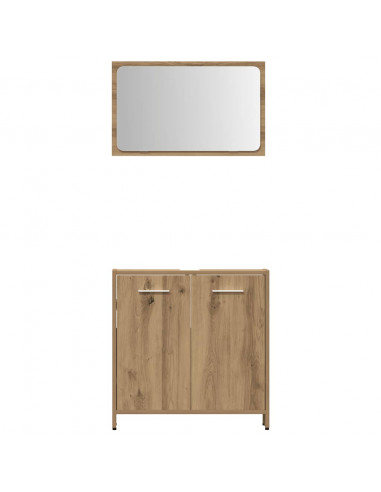 Set Mobili da Bagno 4 pz Rovere Artigianale Legno Multistrato