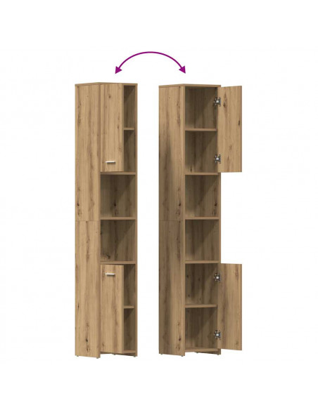 Set Mobili da Bagno 4 pz Rovere Artigianale Legno Multistrato