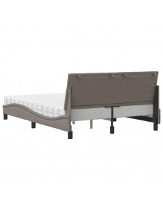 Letto con Materasso Tortora 140x190 cm in Tessuto