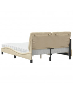 Letto con Materasso Crema 140x19 cm in Tessuto