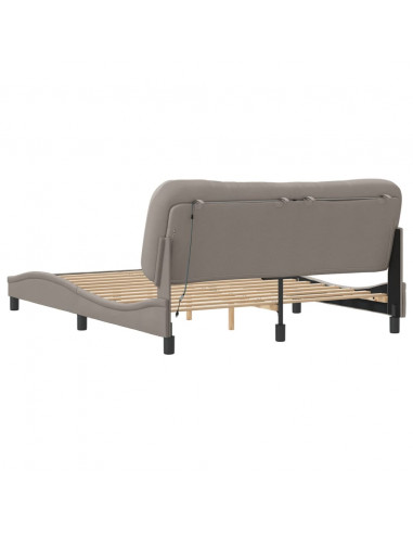 Giroletto con Luci LED Tortora 160x200 cm in Tessuto