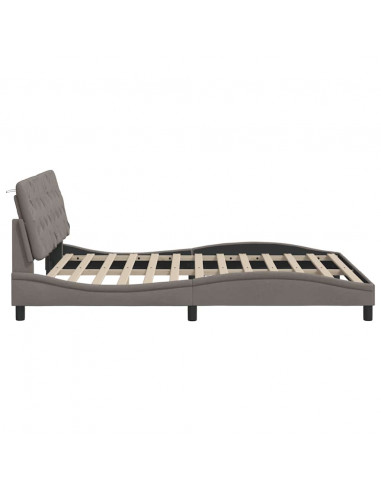 Giroletto con LED senza Materasso Tortora 160x200 cm in Tessuto