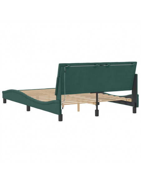 Giroletto con Luci LED Verde Scuro 140x190 cm in Velluto