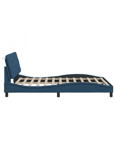 Giroletto con LED senza Materasso Blu 140x190 cm in Tessuto