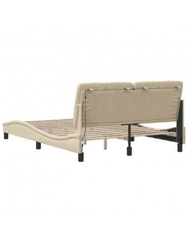 Giroletto con LED senza Materasso Crema 140x190 cm in Tessuto