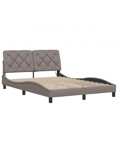 Giroletto con LED senza Materasso Tortora 140x190 cm in Tessuto