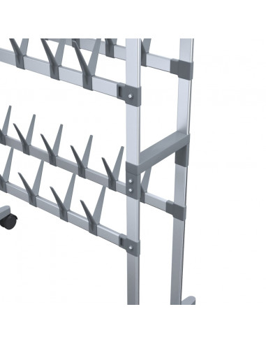 Scarpiera con Ruote Argento 66x27x100 cm