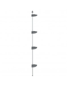 Supporto Doccia Telescopico con 4 Ripiani in Alluminio Argento