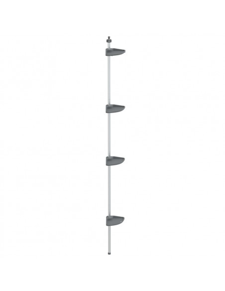 Supporto Doccia Telescopico con 4 Ripiani in Alluminio Argento
