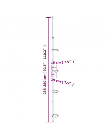 Supporto Doccia Telescopico con 4 Ripiani in Alluminio Argento