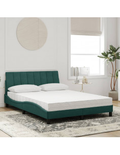 Letto con Materasso Verde Scuro 140x190 cm in Velluto 2