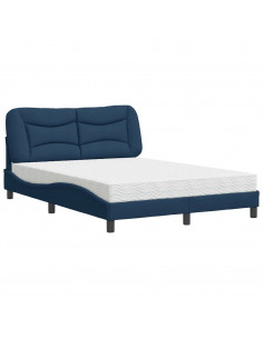 Letto con Materasso Blu 140x190 cm in Tessuto