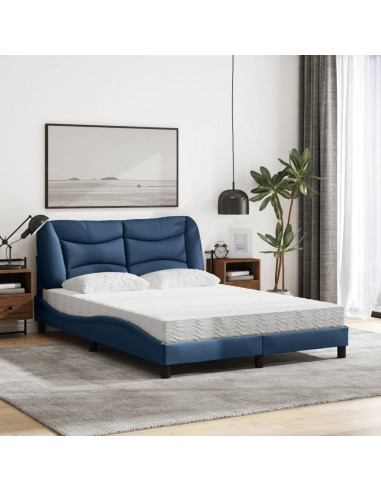 Letto con Materasso Blu 140x190 cm in Tessuto