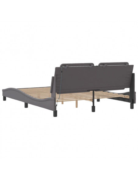 Giroletto con Luci LED Grigio 160x200 cm in Similpelle