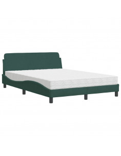 Letto con Materasso Verde Scuro 140x190 cm in Velluto