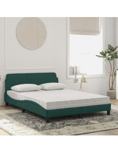 Letto con Materasso Verde Scuro 140x190 cm in Velluto 2