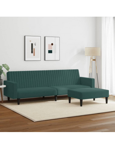 Set di Divani 2 pz Verde Scuro in Velluto