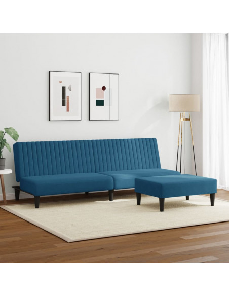 Set di Divani 2 pz Blu in Velluto