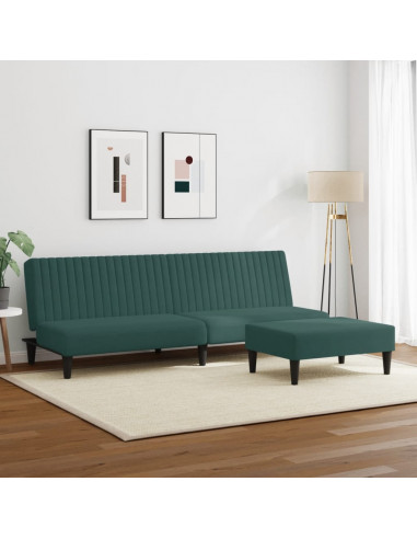 Set di Divani 2 pz Verde Scuro in Velluto