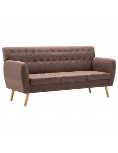 Divano a 3 Posti Rivestito in Tessuto 172x70x82 cm Marrone