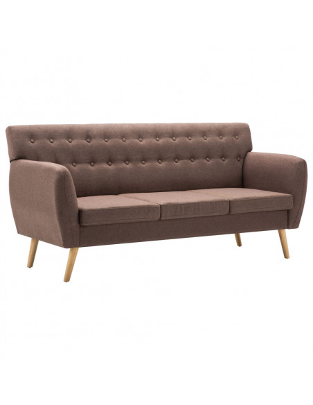 Divano a 3 Posti Rivestito in Tessuto 172x70x82 cm Marrone