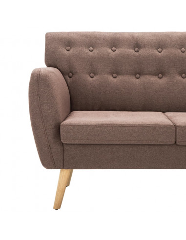 Divano a 3 Posti Rivestito in Tessuto 172x70x82 cm Marrone