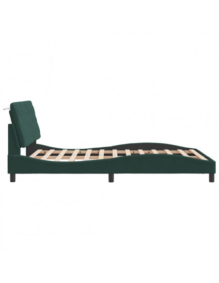 Giroletto con Luci LED Verde Scuro 140x190 cm in Velluto