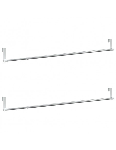 Binari per Tende 2 pz Bianco e Argento 60-105 cm Alluminio