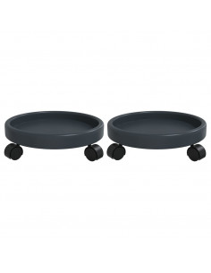 Carrelli per Piante con Ruote 2 pz Grigi Diametro 34 cm 35 kg