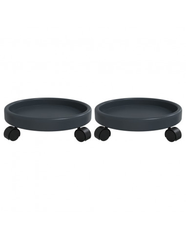 Carrelli per Piante con Ruote 2 pz Grigi Diametro 34 cm 35 kg