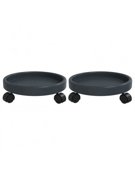 Carrelli per Piante con Ruote 2 pz Grigi Diametro 34 cm 35 kg