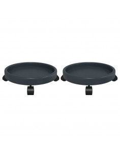 Carrelli per Piante con Ruote 2 pz Grigi Diametro 34 cm 35 kg 2