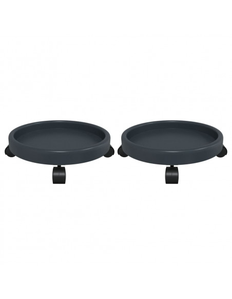 Carrelli per Piante con Ruote 2 pz Grigi Diametro 34 cm 35 kg