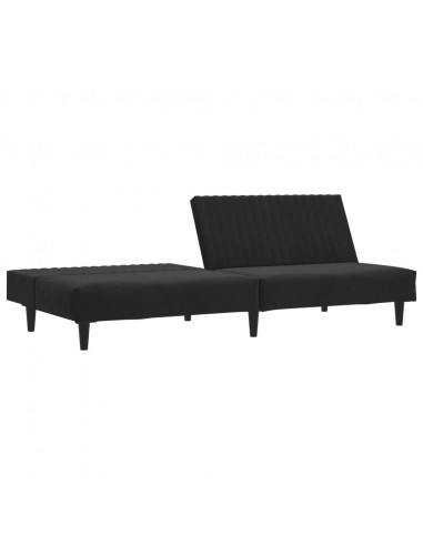 Divano Letto a 2 Posti Nero in Velluto