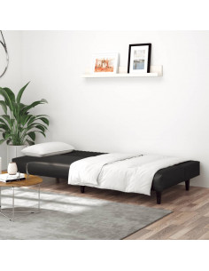 Divano Letto a 2 Posti Nero in Similpelle 2