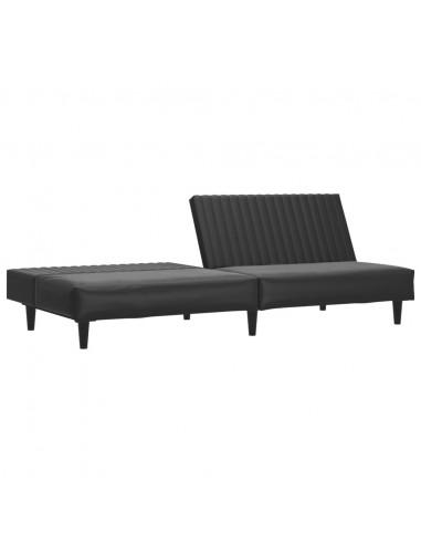 Divano Letto a 2 Posti Nero in Similpelle