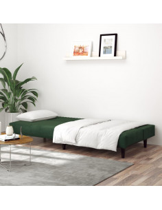 Divano Letto a 2 Posti Verde Scuro in Velluto 2