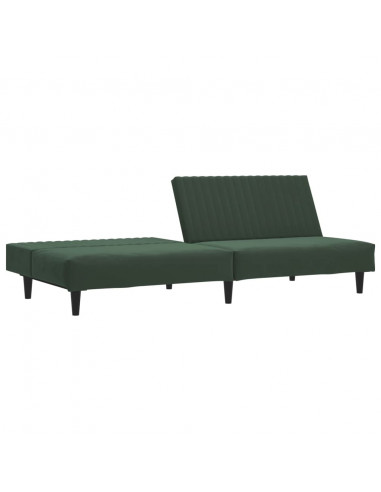 Divano Letto a 2 Posti Verde Scuro in Velluto