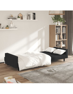 Divano Letto a 2 Posti Nero in Velluto 2