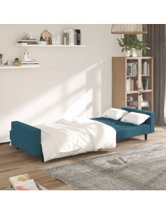 Divano Letto a 2 Posti Blu in Velluto 2
