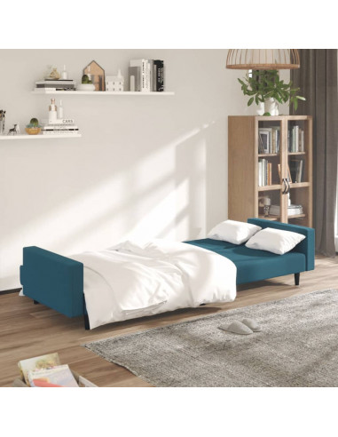 Divano Letto a 2 Posti Blu in Velluto